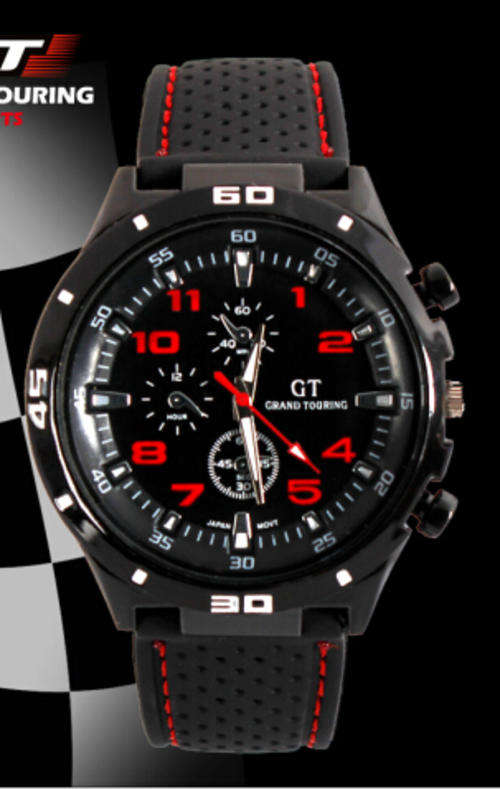 Grand Touring GT Silicone Men Sport Quartz Watch - Red